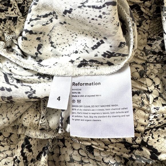 Reformation Women’s Samson 100% Silk Snakeskin Print High Waist Pants - Picture 5 of 12